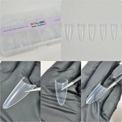 (New 2026) Medium Almond Extension Nail Tips - Half Cover - Box of 500 pcs (Short Stiletto)