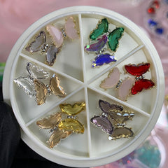 12 pcs Butterfly Rhinestone Charms for Nails Art Designer
