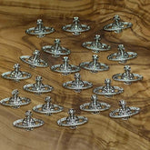 20 pcs Planet Charm for Nails art designer (Silver Crystal rhinestone engraved)