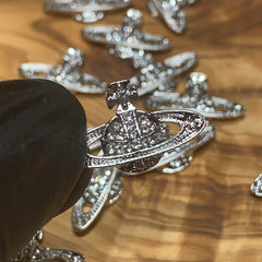 20 pcs Planet Charm for Nails art designer (Silver Crystal rhinestone engraved)
