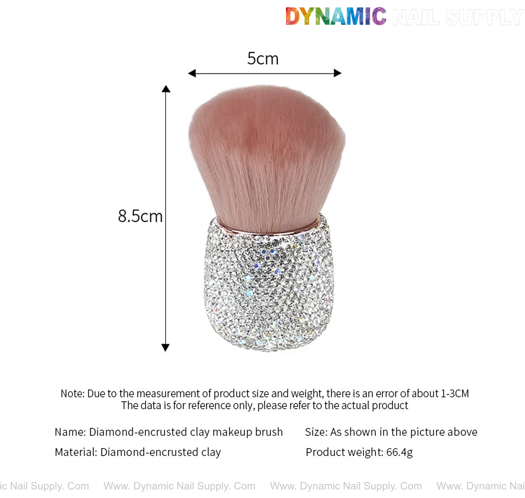 AB-Pink Rhinestone Small Dust Brush for Cleaning Up - Cleaning Tool For Acrylic Nails Powder Remover