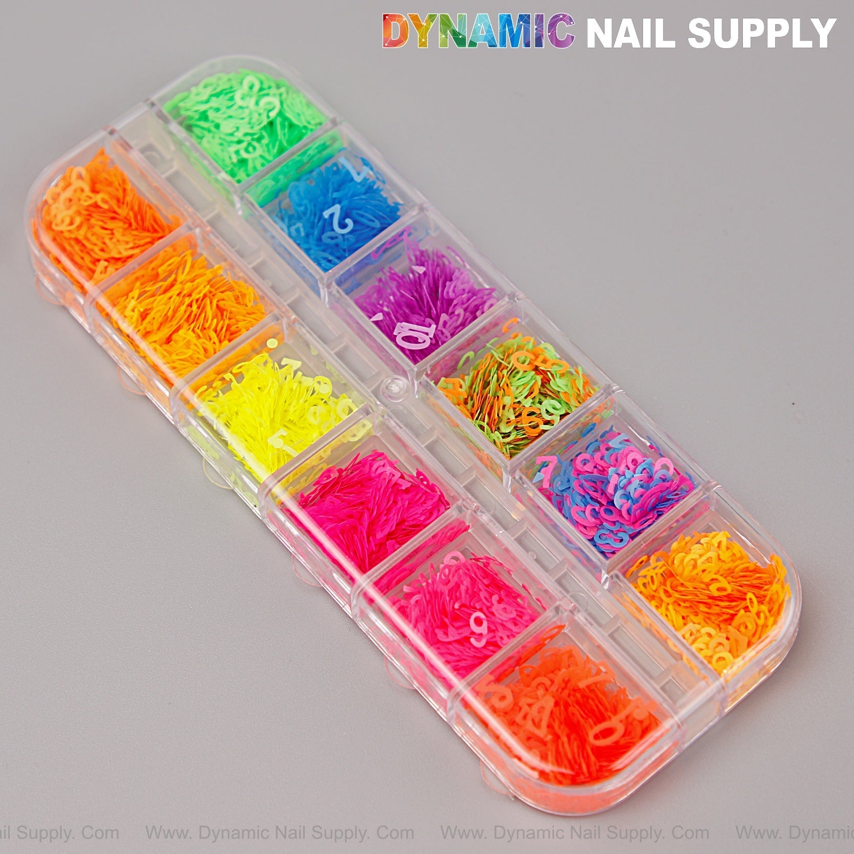 Colorful Neon Nail Sequins Number Charms - Neon Nail Art Number Charms