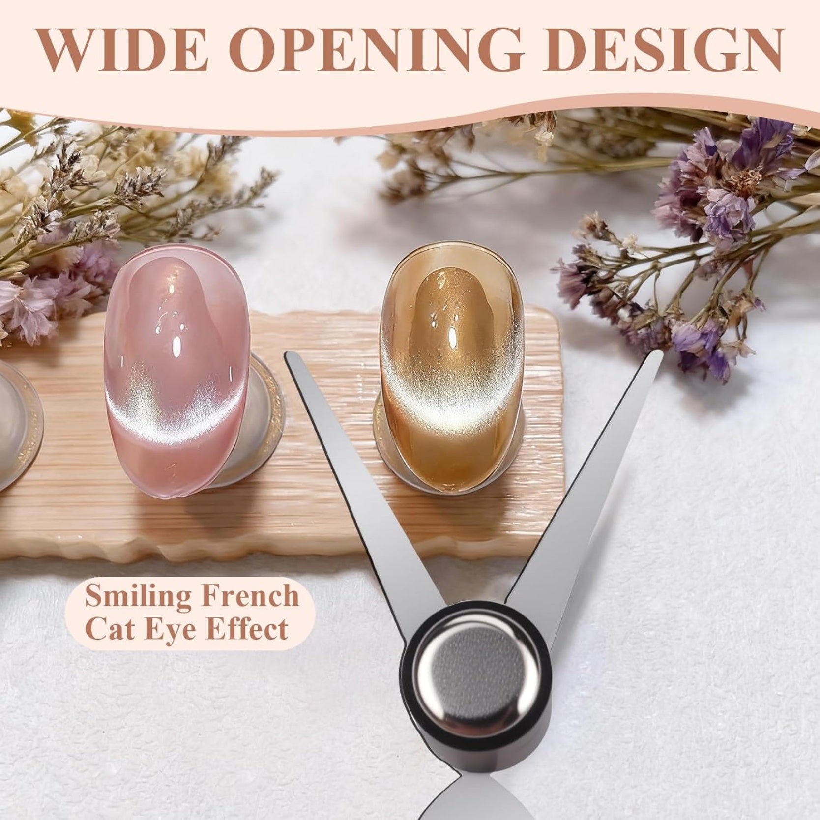 Cat Eye Magnet for Nails, Double Head French Cat-Eye Magnet Tool with Scissor Plate & Matte Cylinder (Magnet Only, No Gel Included)