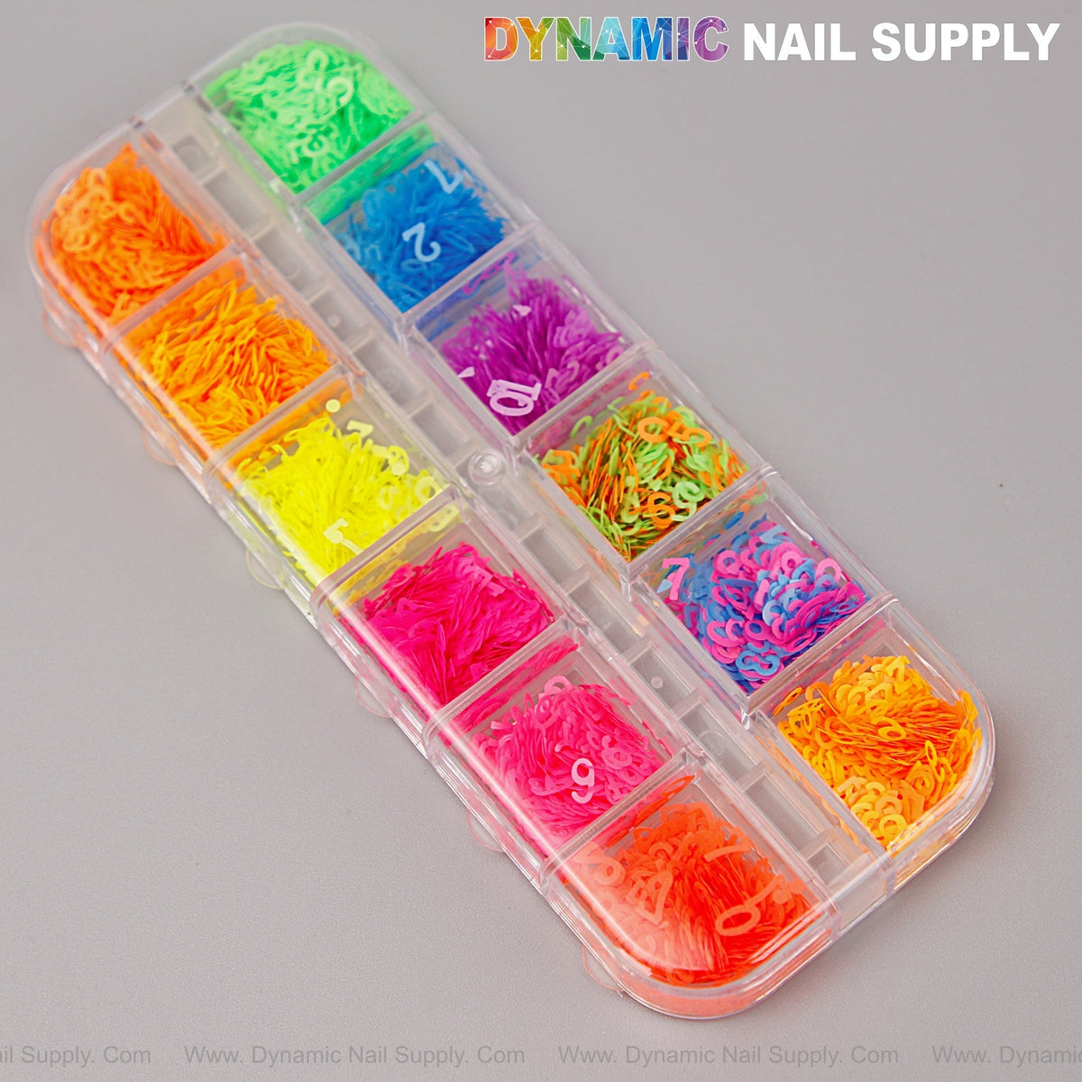 Colorful Neon Nail Sequins Number Charms - Neon Nail Art Number Charms