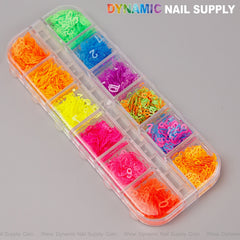 Colorful Neon Nail Sequins Number Charms - Neon Nail Art Number Charms