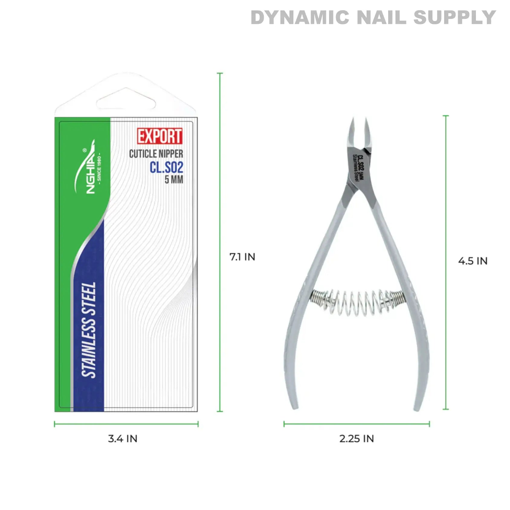 CL.S02 5MM - Professional Cuticle Nippers Spiral Springs Stainless Steel