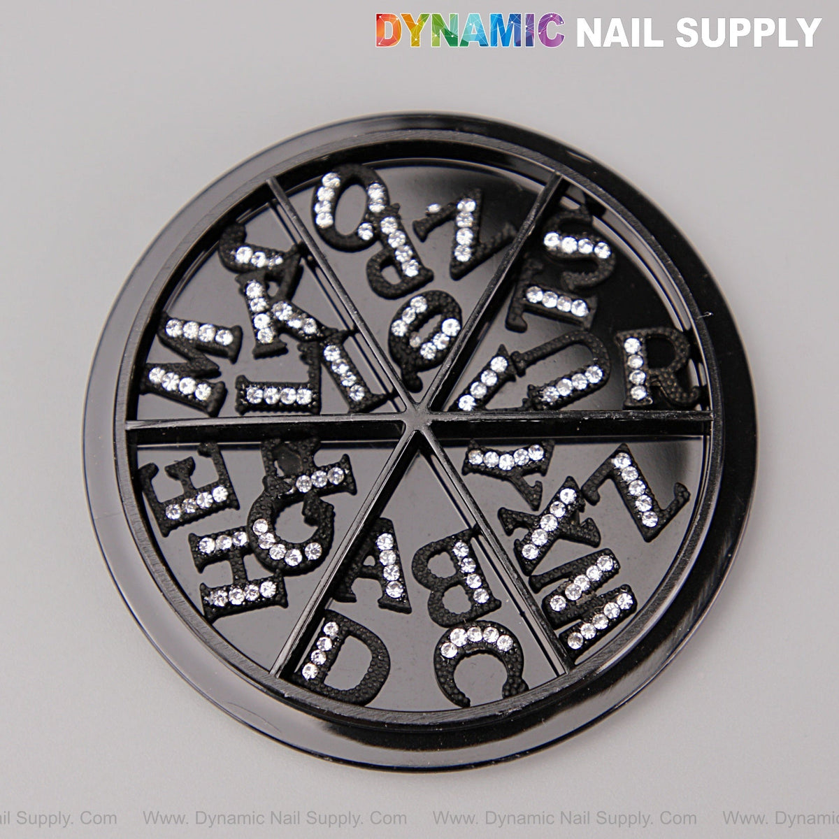 26pcs Black with Silver Rhinestone Letter Initial Nail Charms Alphabet A to Z Letters