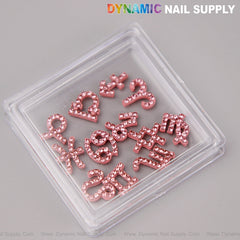 12 pcs Pink with Pink Rhinestone Zodiac Sign Charms Twelve Constellation Gems - Nail Art DIY Design Accessories