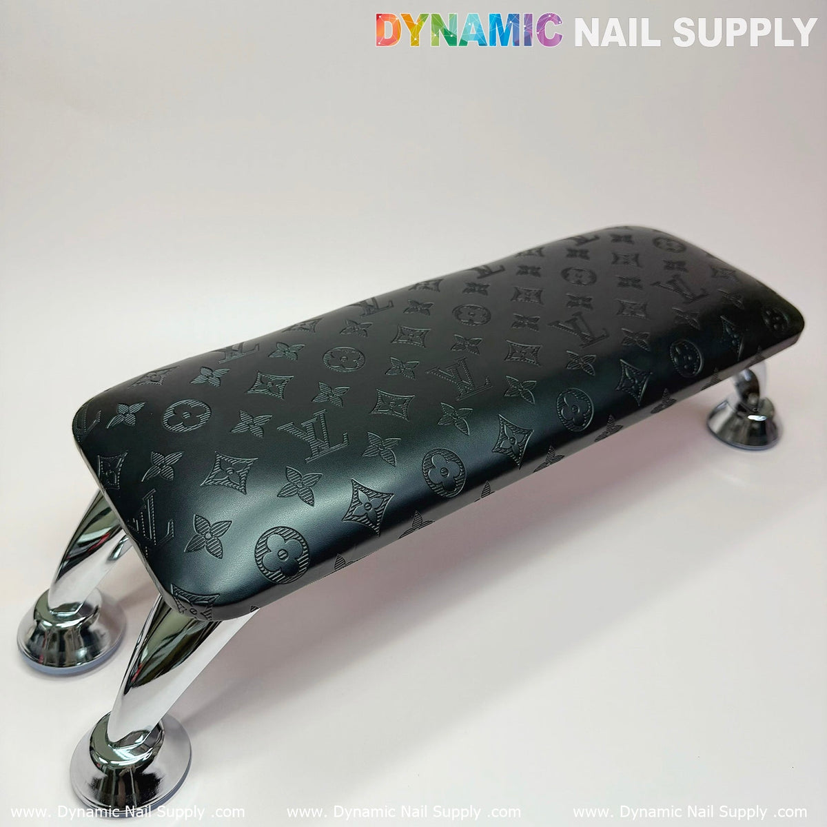 (Black LV Pattern) Big Arm Rest with Leather Pillow Cushion for Manicure Nails Service (Reposabrazos Para Manicura)