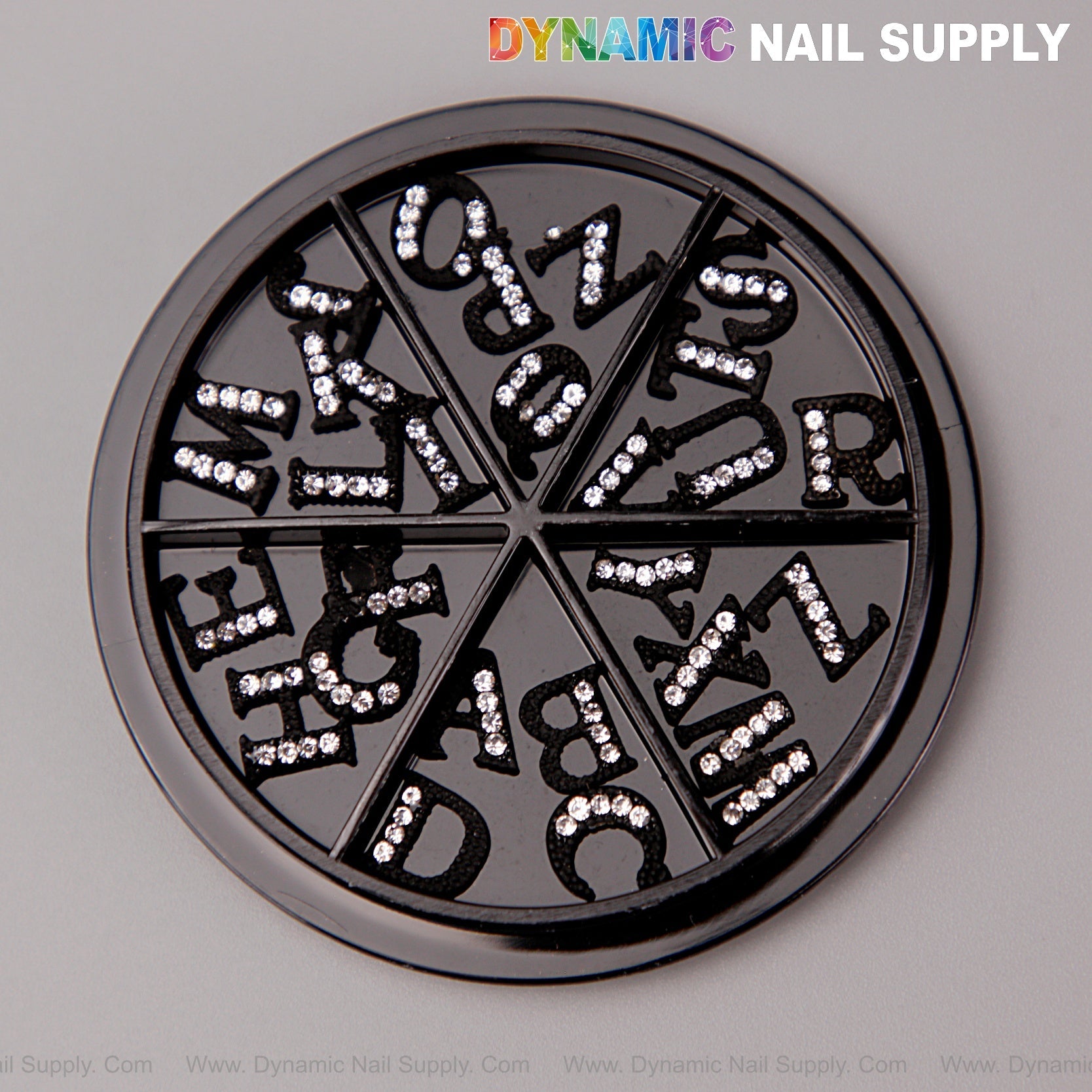 26pcs Black with Silver Rhinestone Letter Initial Nail Charms Alphabet A to Z Letters
