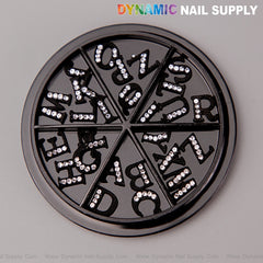26pcs Black with Silver Rhinestone Letter Initial Nail Charms Alphabet A to Z Letters