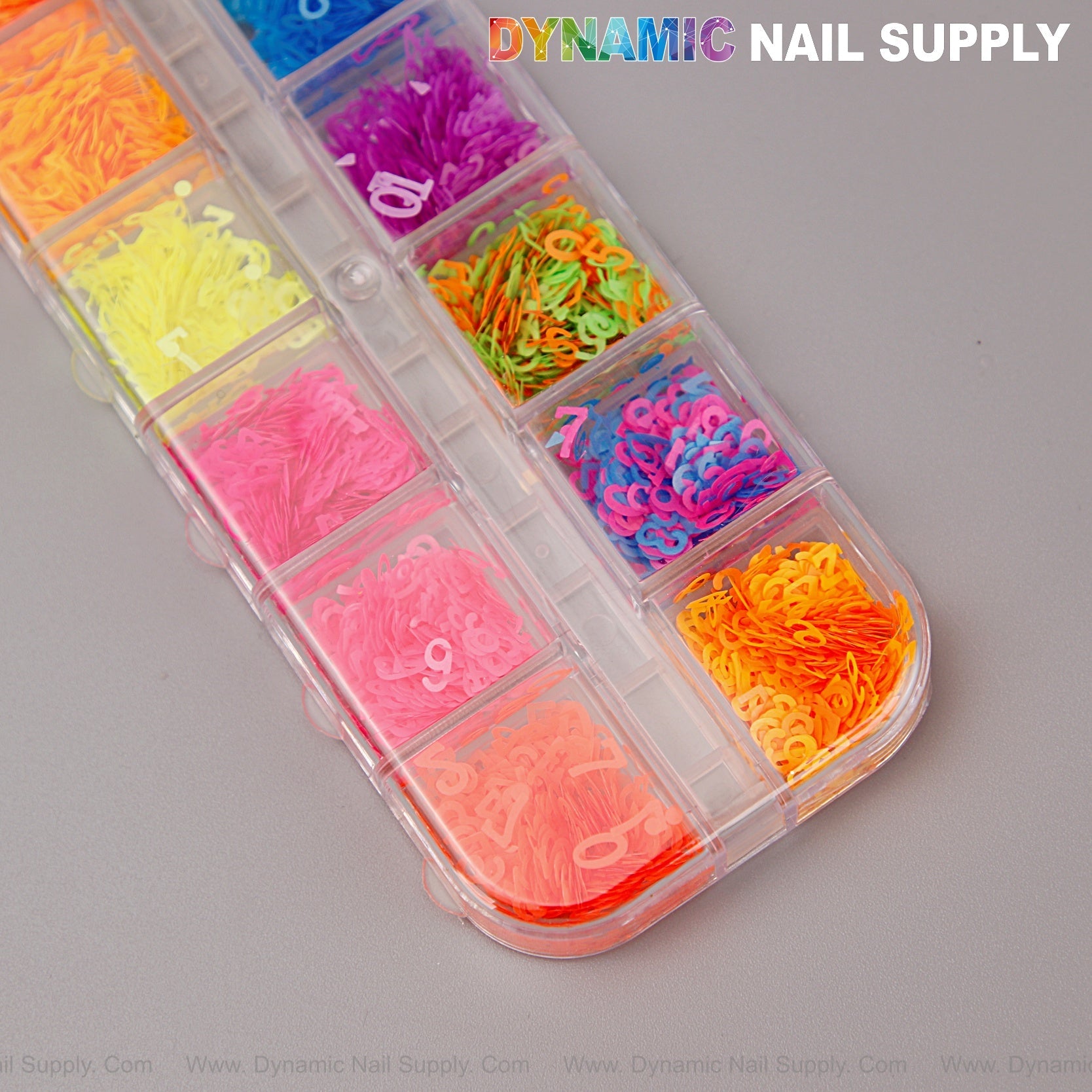 Colorful Neon Nail Sequins Number Charms - Neon Nail Art Number Charms