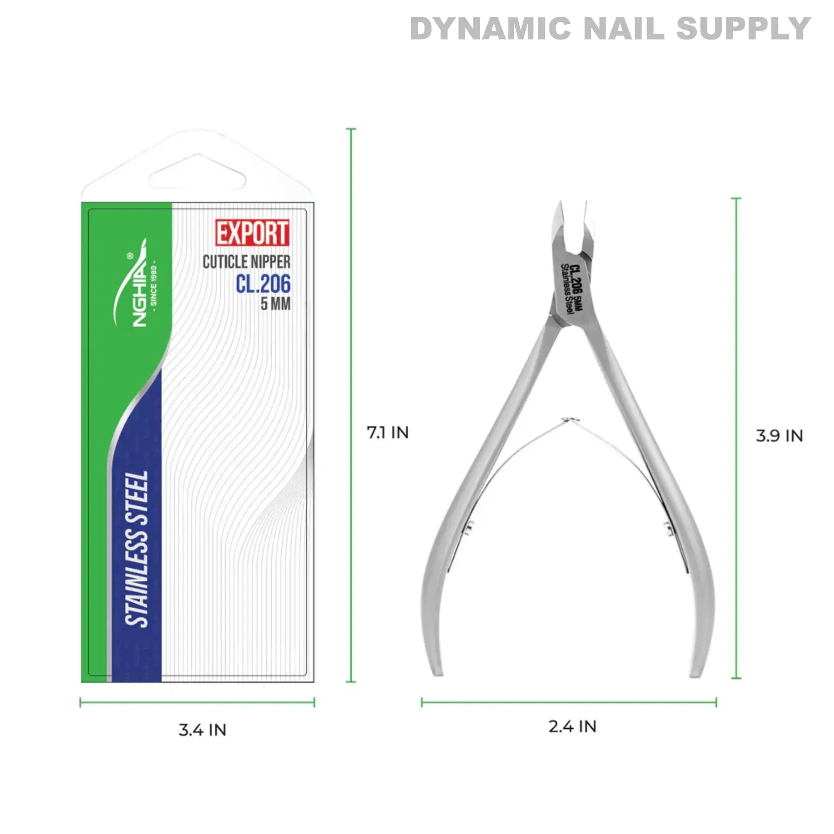 CL.206 7MM - Professional Cuticle Nippers Double Springs Stainless Steel