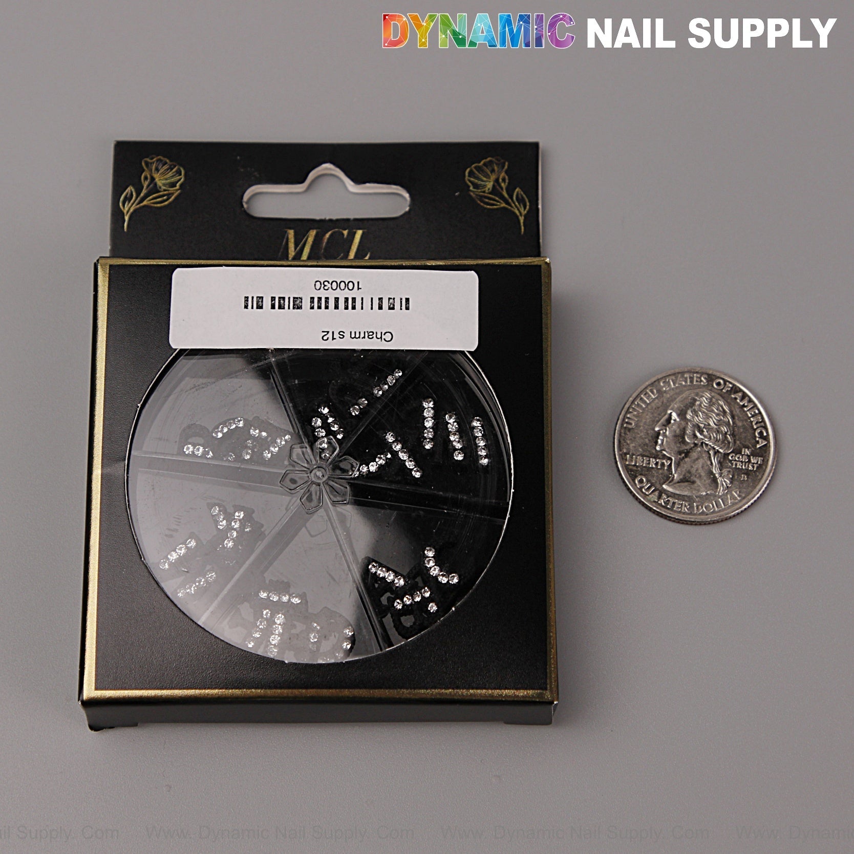 26pcs Black with Silver Rhinestone Letter Initial Nail Charms Alphabet A to Z Letters