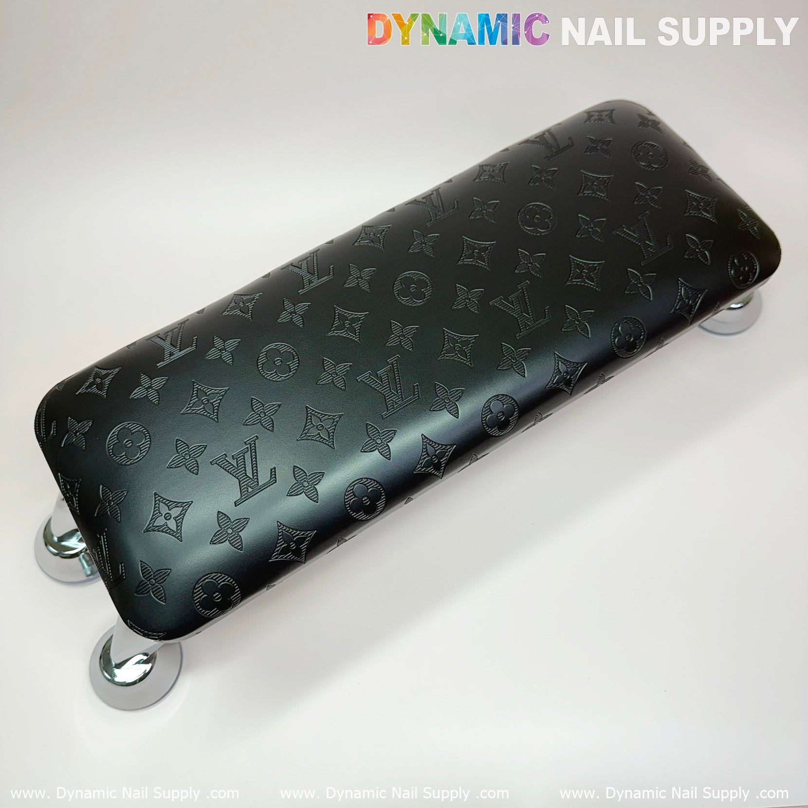 (Black LV Pattern) Big Arm Rest with Leather Pillow Cushion for Manicure Nails Service (Reposabrazos Para Manicura)