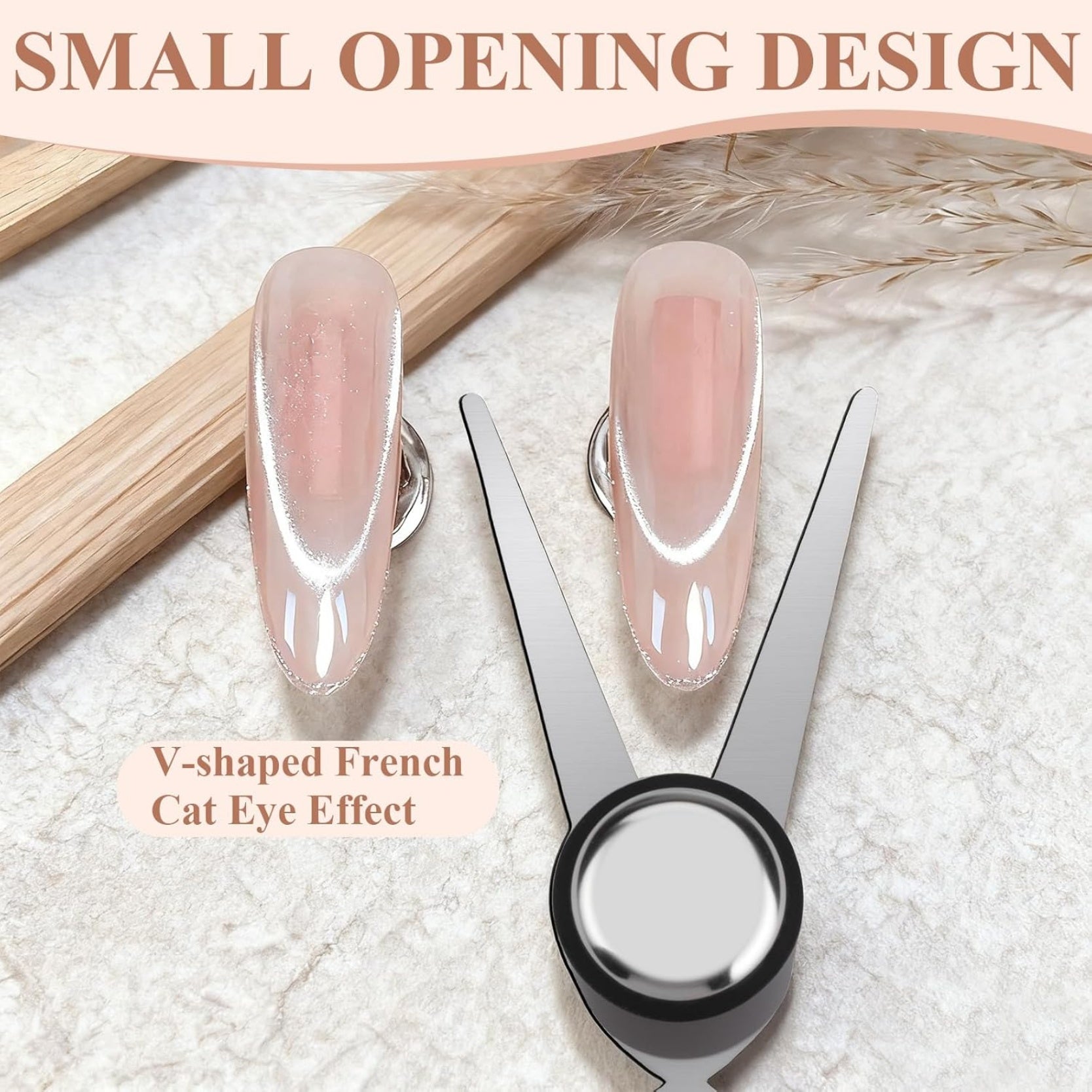 Cat Eye Magnet for Nails, Double Head French Cat-Eye Magnet Tool with Scissor Plate & Matte Cylinder (Magnet Only, No Gel Included)
