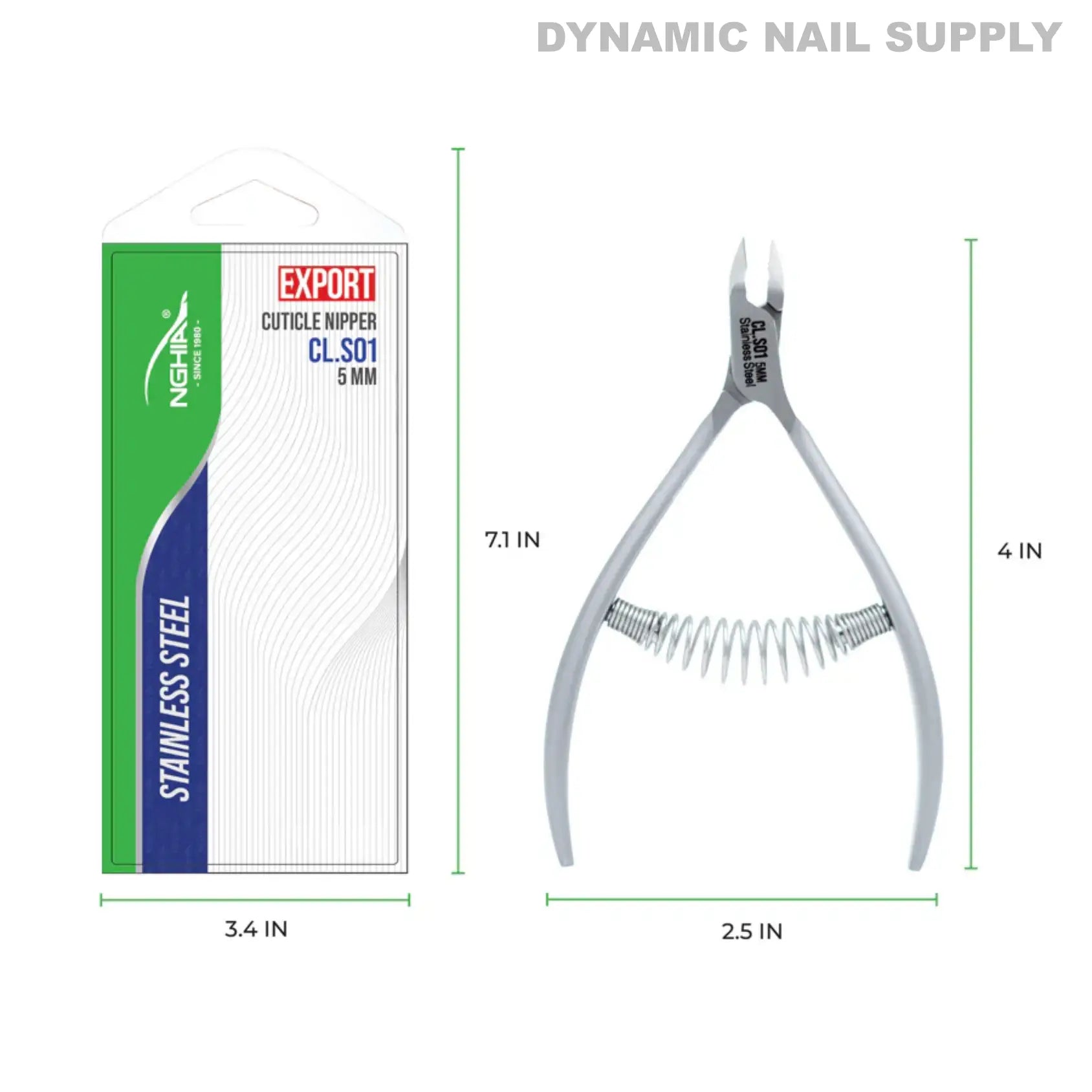 CL.S01 5MM - Professional Cuticle Nippers Spiral Springs Stainless Steel