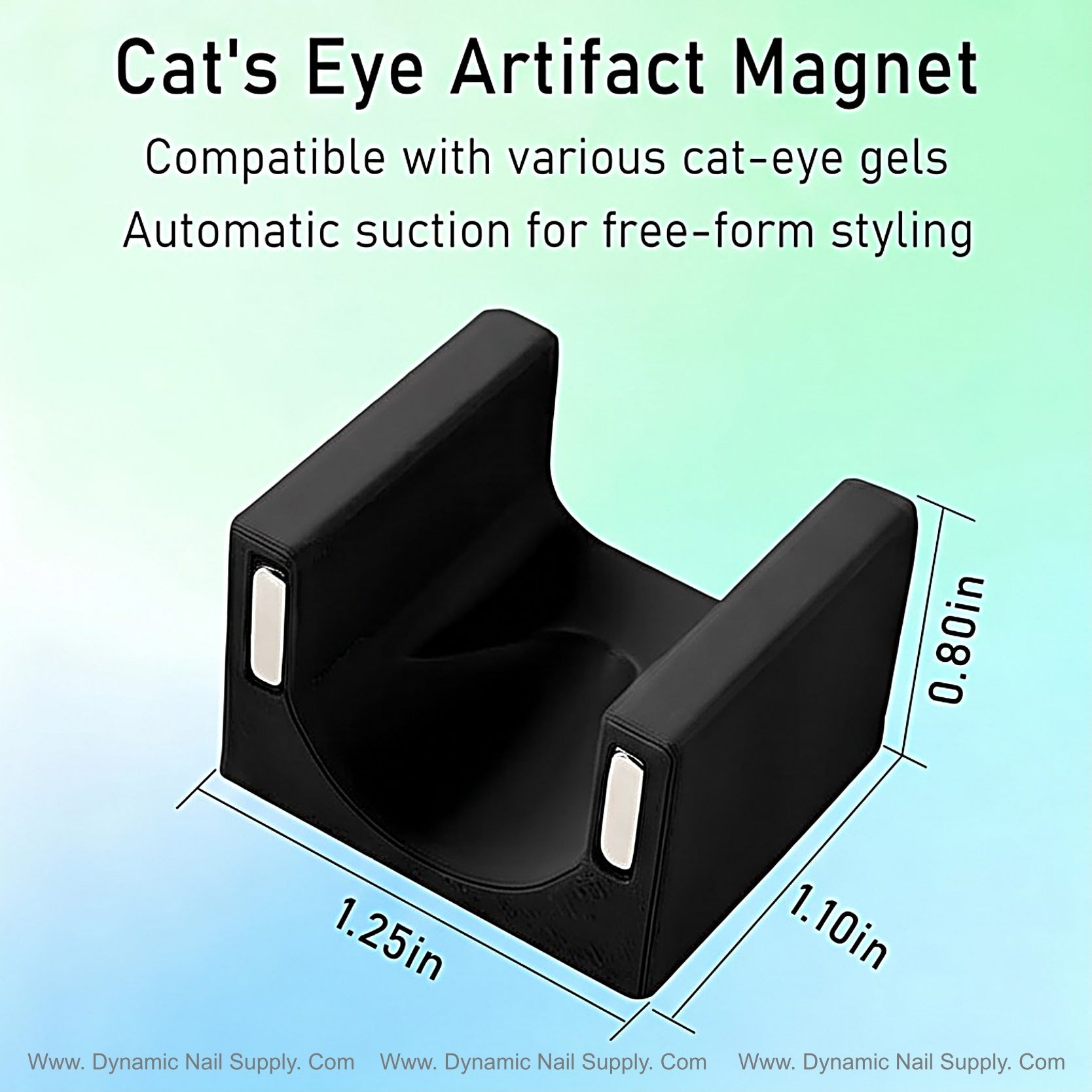 Black Cat Eye Nail Magnet U-Shape 5D Strong Magnetic Nail Art Tool for Cat Eye Gel Polish - Non-Slip Finger Stand for DIY & Salon