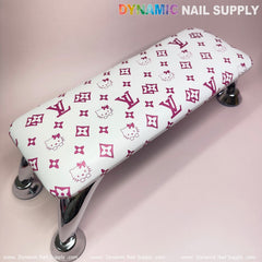 (HLA030-Pink Kitty+LV white-background) Leather Armrest with Cushion Pillow for Pedicure Manicure (Reposabrazos Para Manicura)