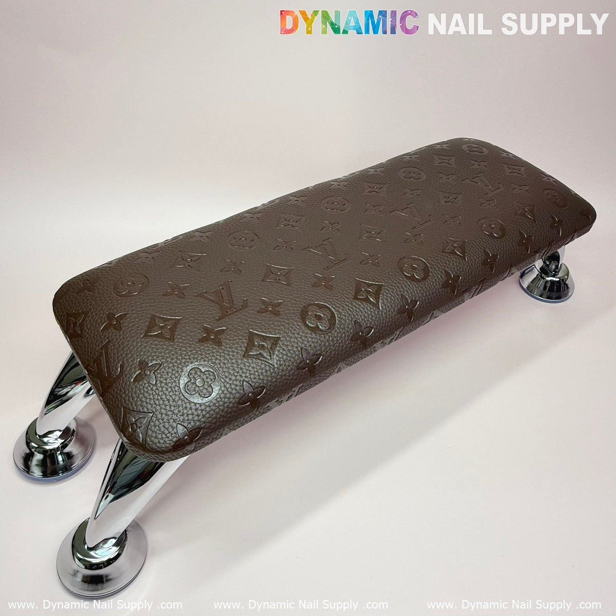 (Brown LV Pattern) Leather ArmRest with Pillow Cushion for Manicure Pedicure (Reposabrazos Para Manicura)