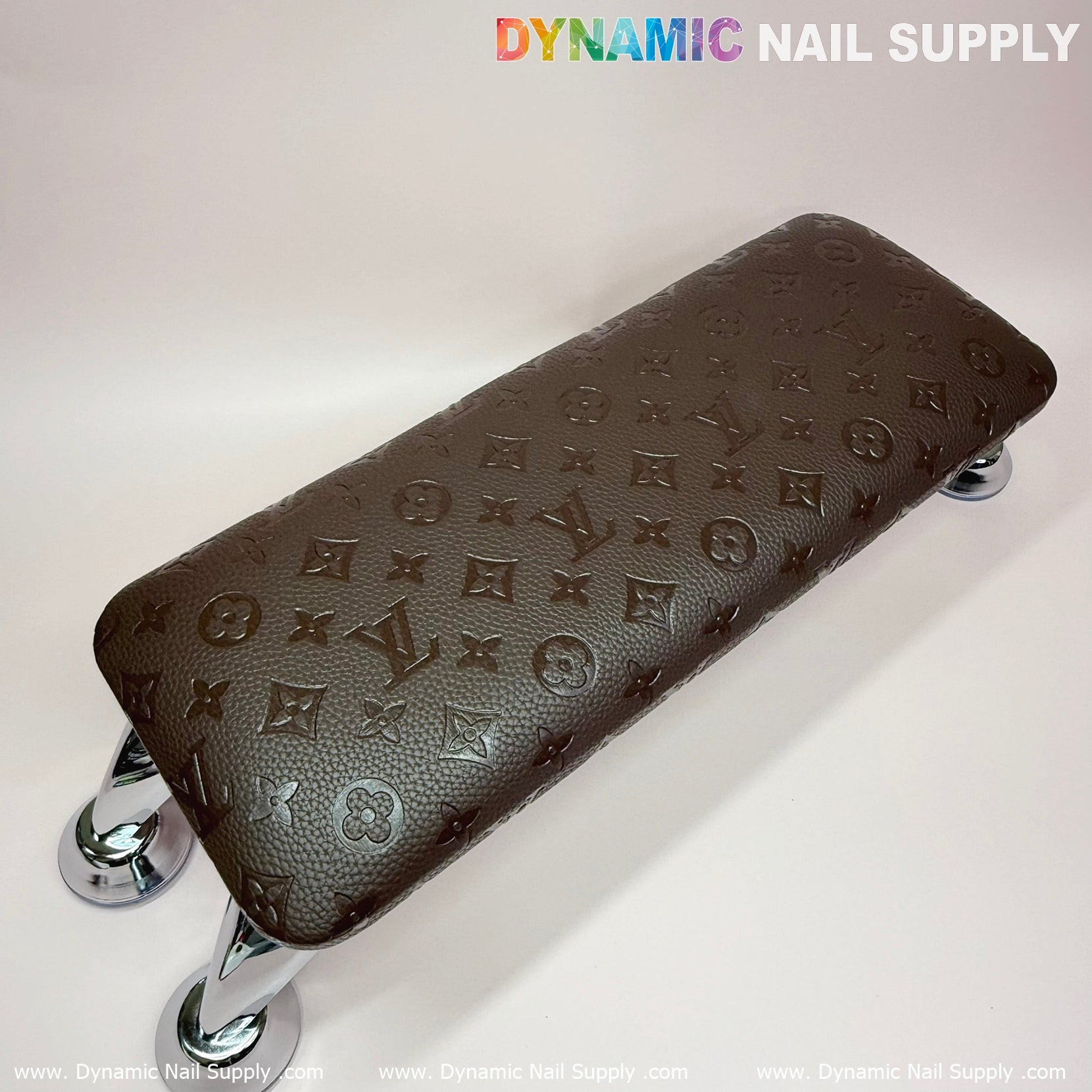 (Brown LV Pattern) Leather ArmRest with Pillow Cushion for Manicure Pedicure (Reposabrazos Para Manicura)