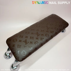(Brown LV Pattern) Leather ArmRest with Pillow Cushion for Manicure Pedicure (Reposabrazos Para Manicura)