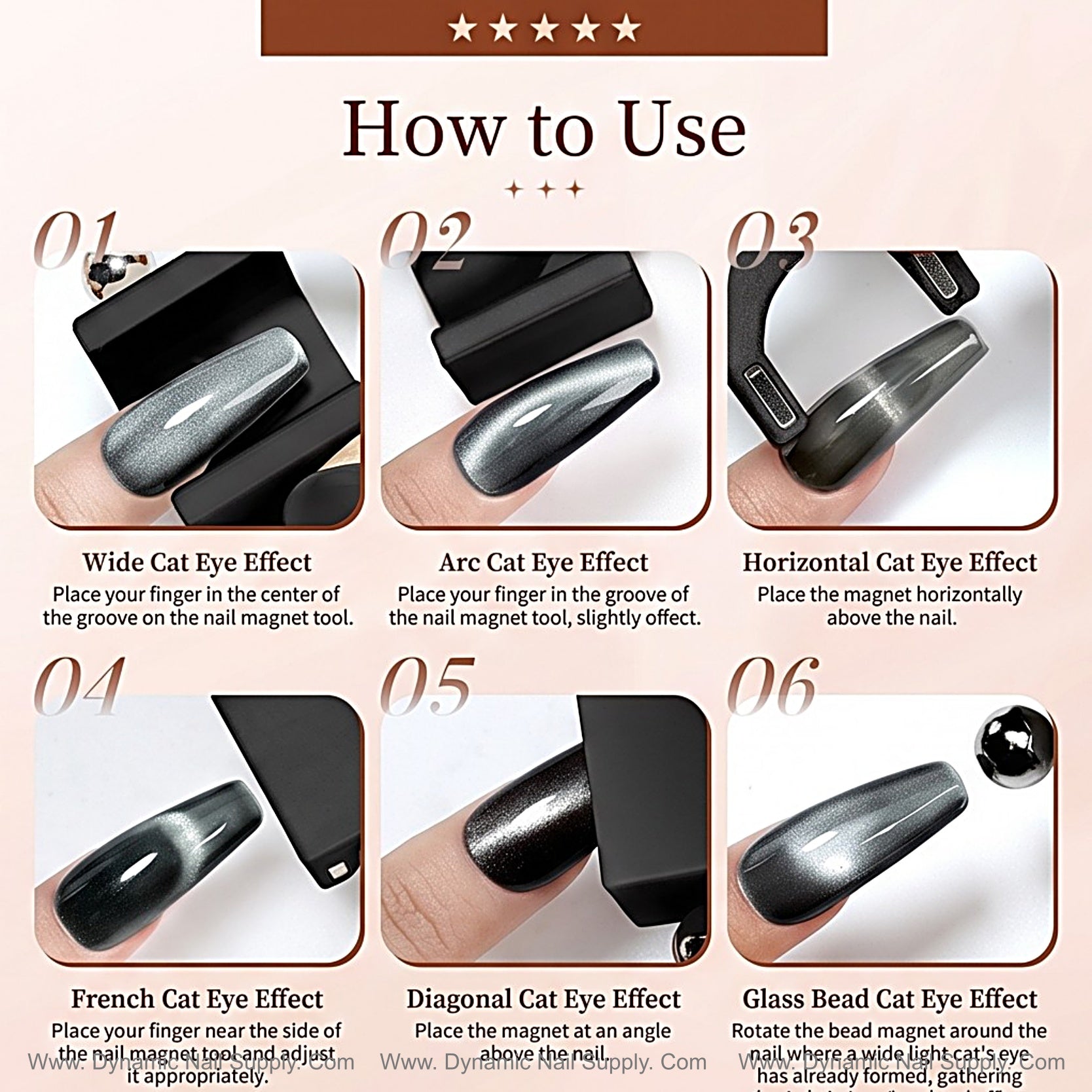 Black Cat Eye Nail Magnet U-Shape 5D Strong Magnetic Nail Art Tool for Cat Eye Gel Polish - Non-Slip Finger Stand for DIY & Salon
