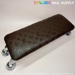 (Brown LV Pattern) Leather ArmRest with Pillow Cushion for Manicure Pedicure (Reposabrazos Para Manicura)