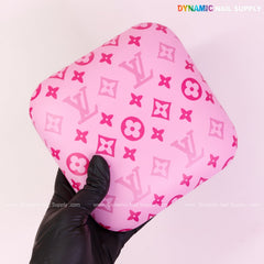 (Pink and Pink LV Smooth) Leather Elbow Cushion Pad Arm Rest Support for Manicure Nail Desk