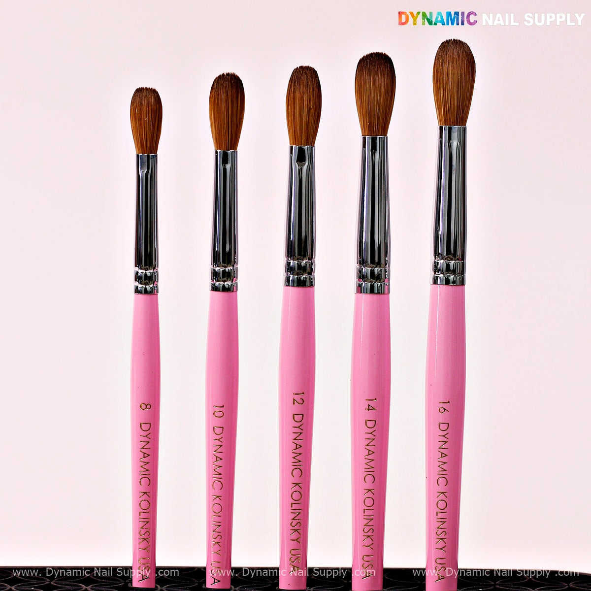 Dynamic 100% Pure Kolinsky Hair Brush (Pink handle - Crimped or Not) for Nails Acrylic Application