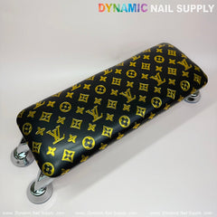 (Black Gold LV Pattern) Leather Cushion  Armrest with Pillow for Manicure Pedicure (Reposabrazos Para Manicura)