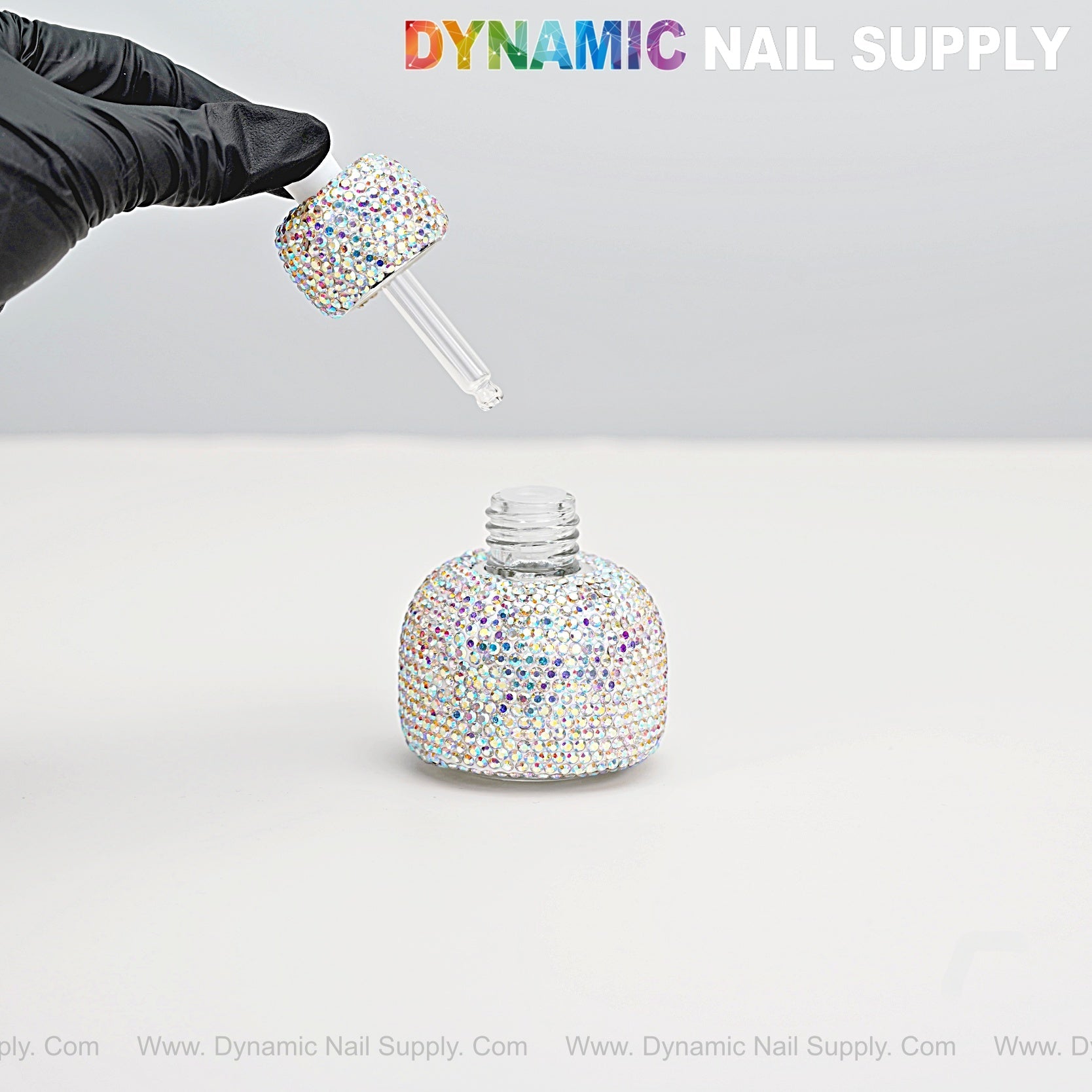 AB Rhinestone Refillable Leakproof Cap Dropper Bottle for Cuticle Oil, Liquid, Essential Oil