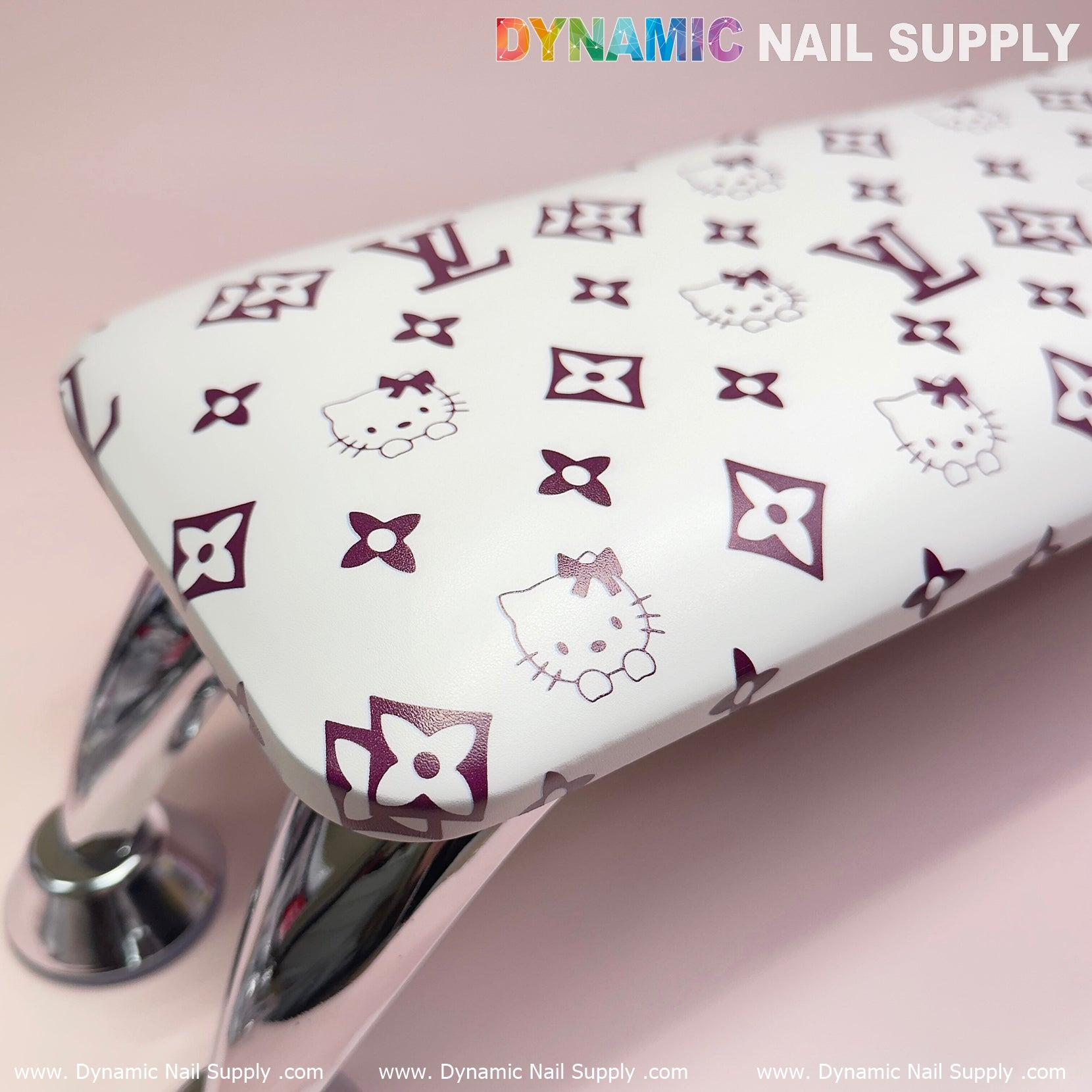 (Dark Pink Hell0Kitty+LV) Leather Armrest Cushion Pillow for Pedicure Manicure (Reposabrazos Para Manicura)