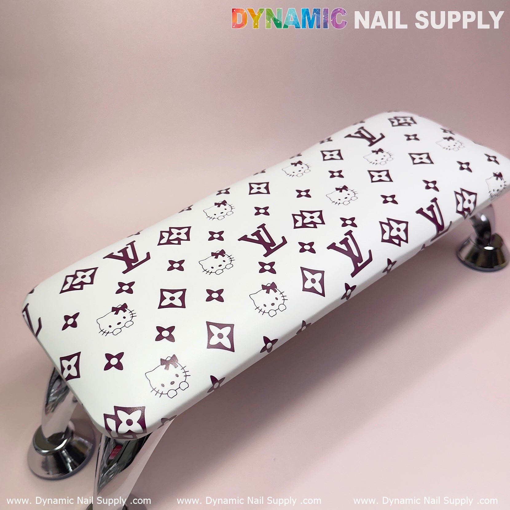 (Dark Pink Hell0Kitty+LV) Leather Armrest Cushion Pillow for Pedicure Manicure (Reposabrazos Para Manicura)