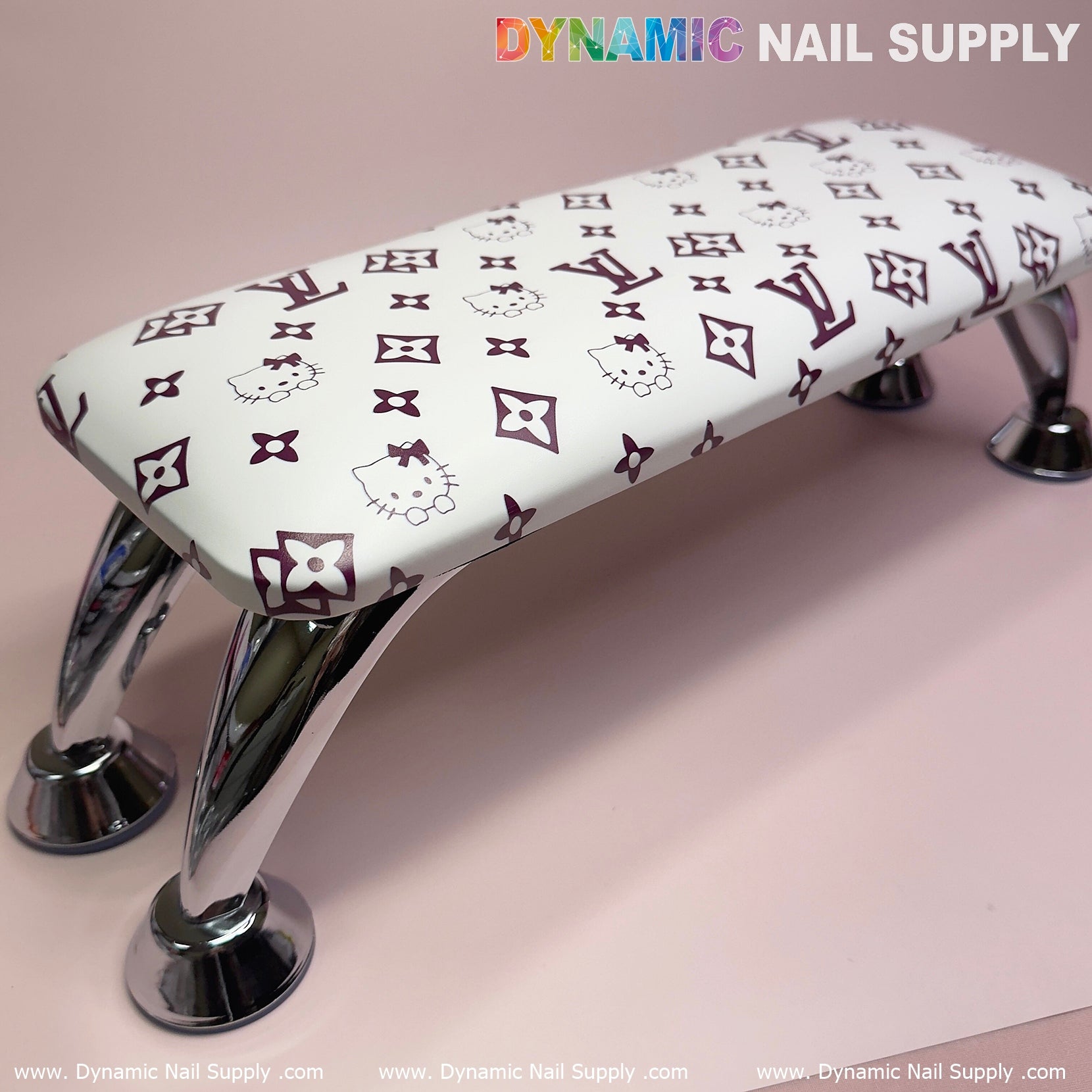 (Dark Pink Hell0Kitty+LV) Leather Armrest Cushion Pillow for Pedicure Manicure (Reposabrazos Para Manicura)
