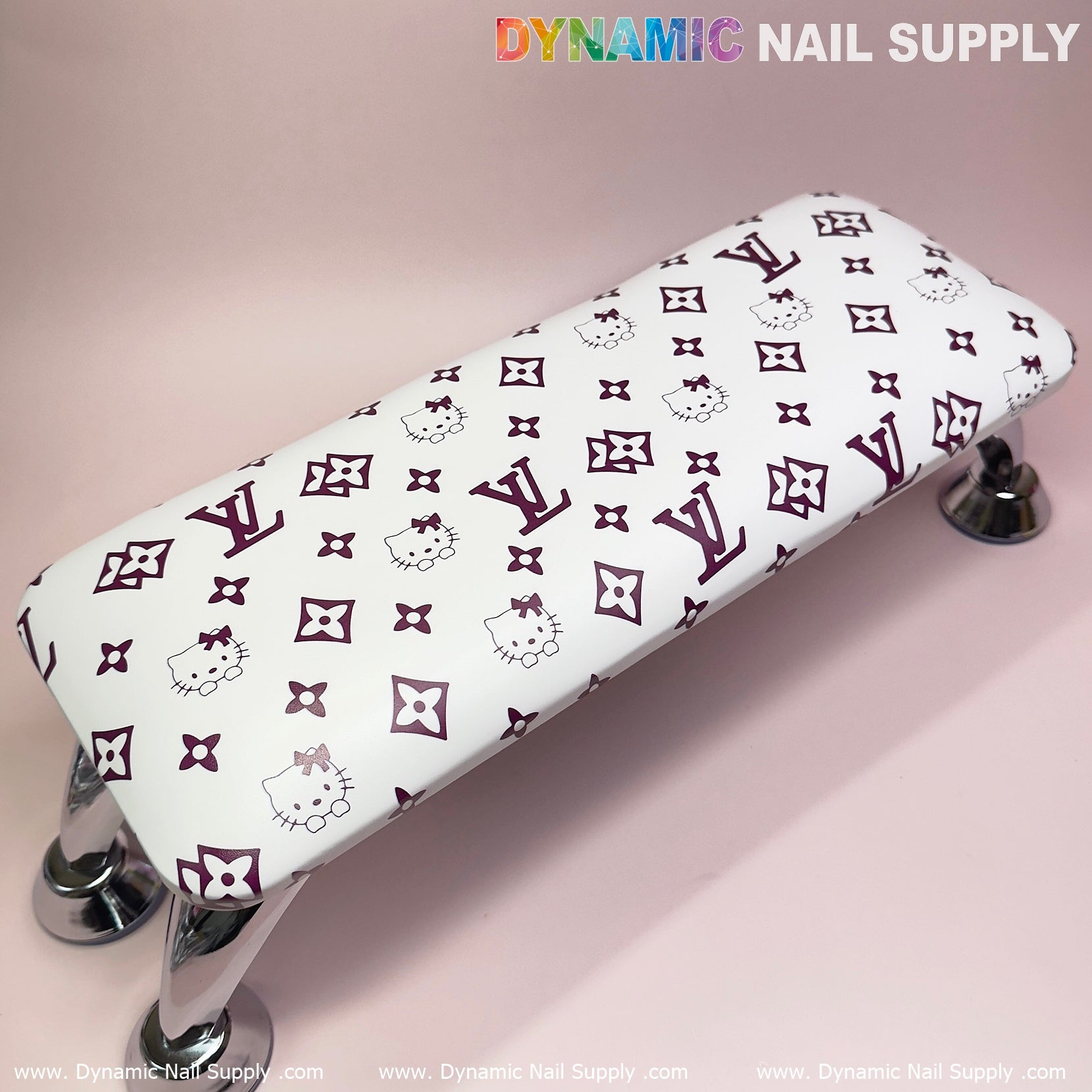 (Dark Pink Hell0Kitty+LV) Leather Armrest Cushion Pillow for Pedicure Manicure (Reposabrazos Para Manicura)