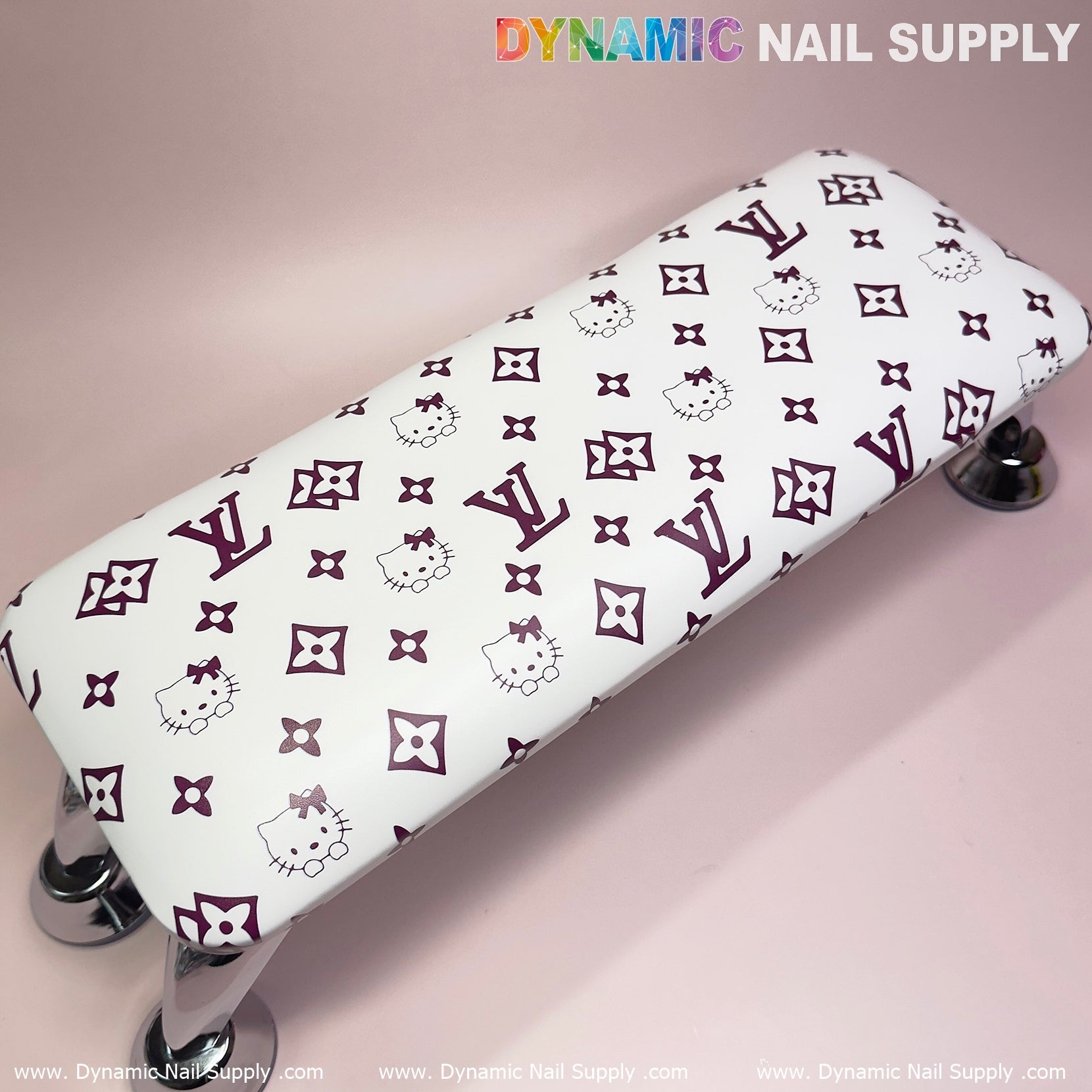 (Dark Pink Hell0Kitty+LV) Leather Armrest Cushion Pillow for Pedicure Manicure (Reposabrazos Para Manicura)