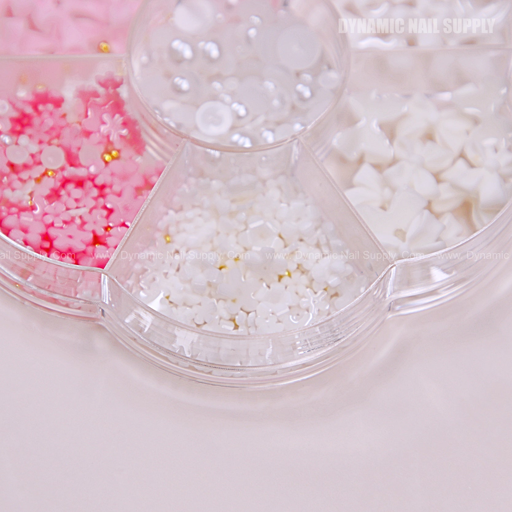 3D Flower White Pink Resin Bow Pearl Gold Bead Nail Charm Set Colorful Gems Decorations