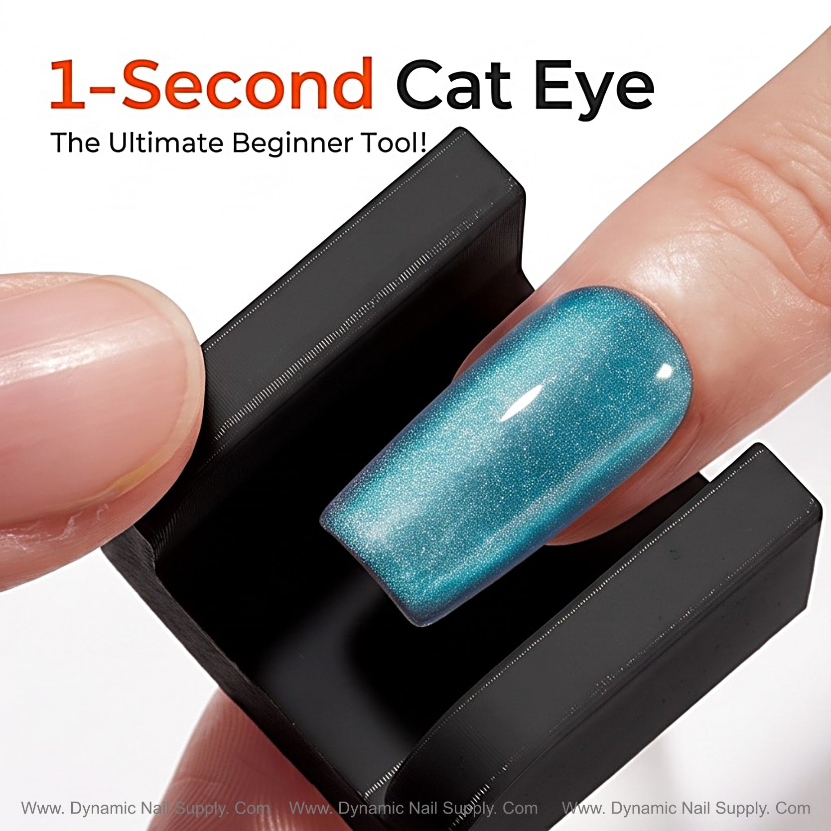 Black Cat Eye Nail Magnet U-Shape 5D Strong Magnetic Nail Art Tool for Cat Eye Gel Polish - Non-Slip Finger Stand for DIY & Salon