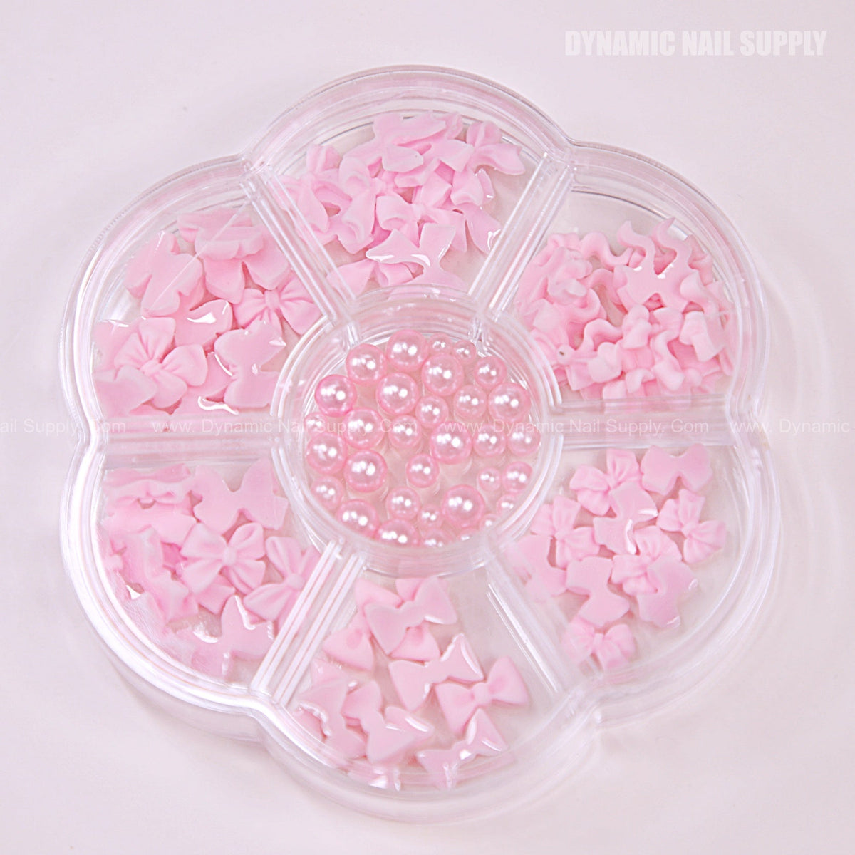 3D Pastel Pink Resin Bow Mixed Designs Nail Charm Set Colorful Gem Decorations