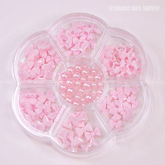 3D Pastel Pink Resin Bow Mixed Designs Nail Charm Set Colorful Gem Decorations