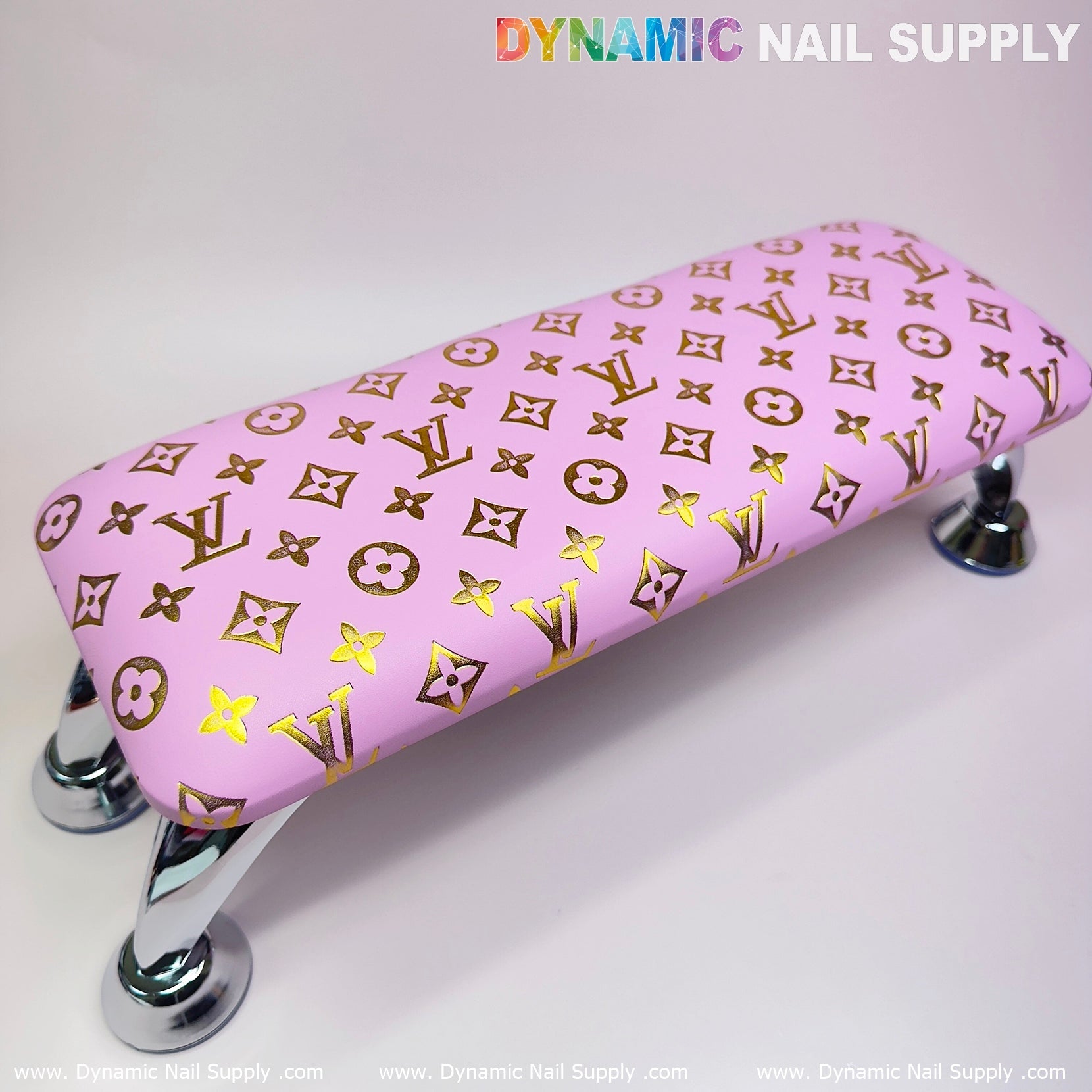 (Pink&Gold LV Pattern) Leather Armrest Cushion Pillow for Pedicure Manicure (Reposabrazos Para Manicura)