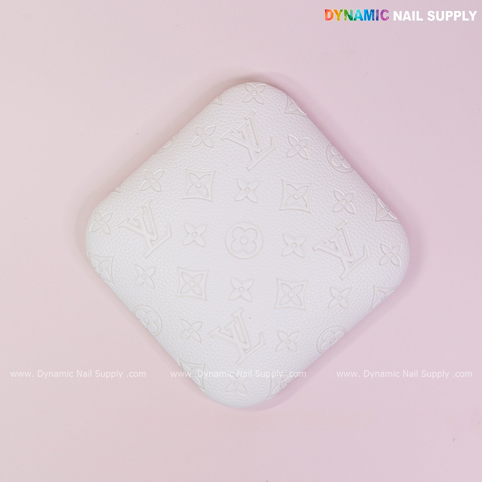 (White LV Engrave - Grain) Elbow Rest Pad for Nail Tech : PU Leather, Built for Long Hours Usage