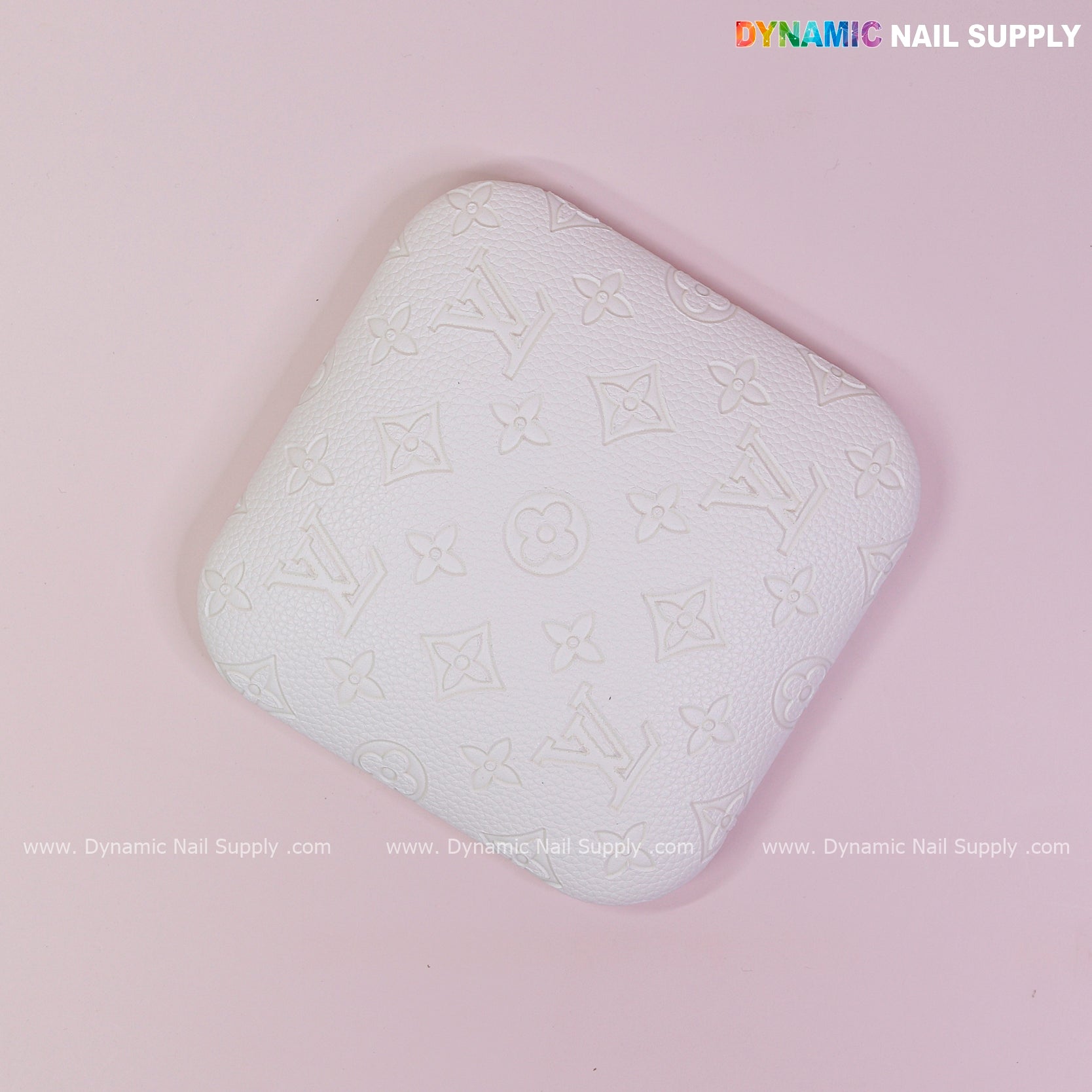 (White LV Engrave - Grain) Elbow Rest Pad for Nail Tech : PU Leather, Built for Long Hours Usage