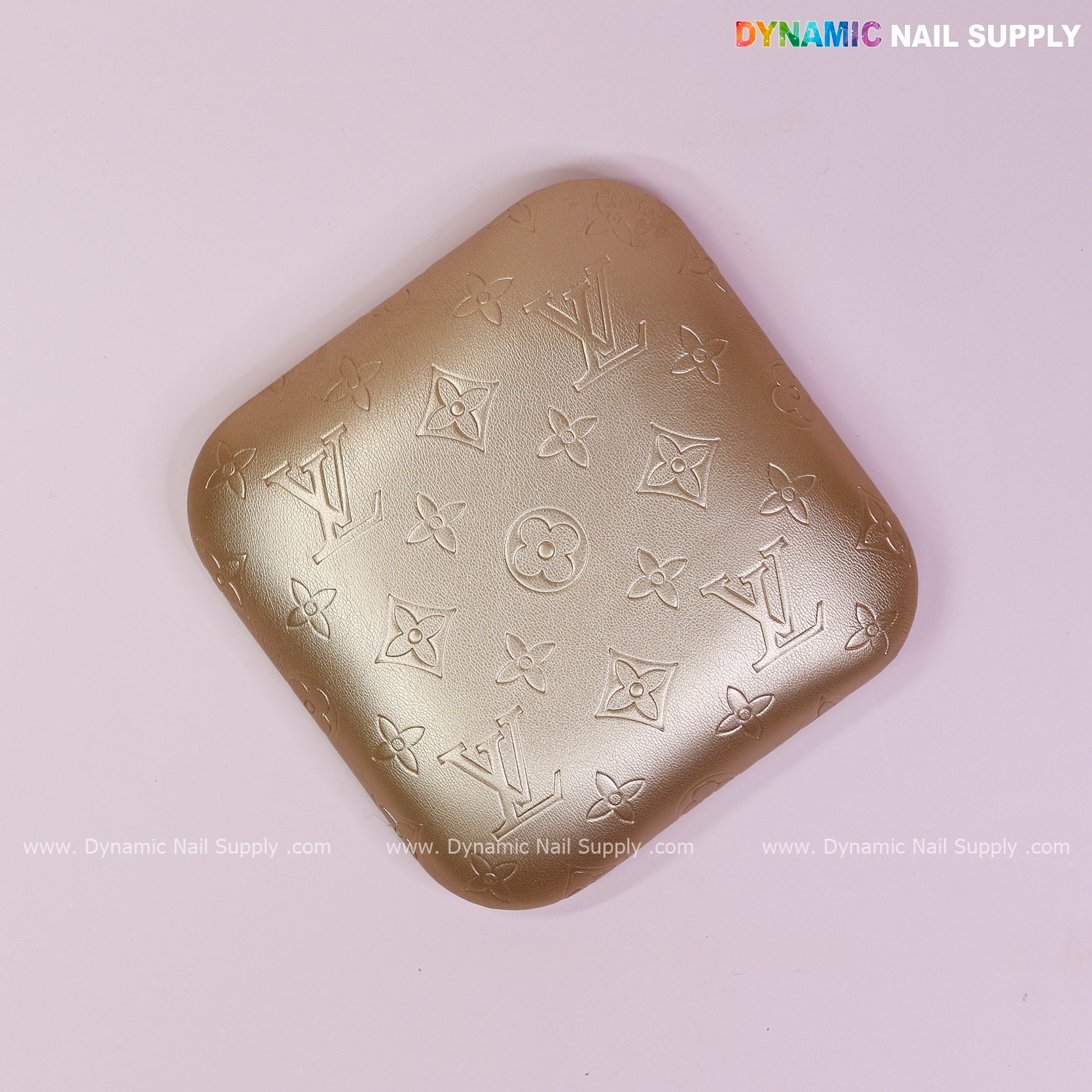 (Metallic Gold LV Engrave) Elbow Rest Pillow for Nail Tech : Soft Pu Leather, Supportive, Built for Long Hours