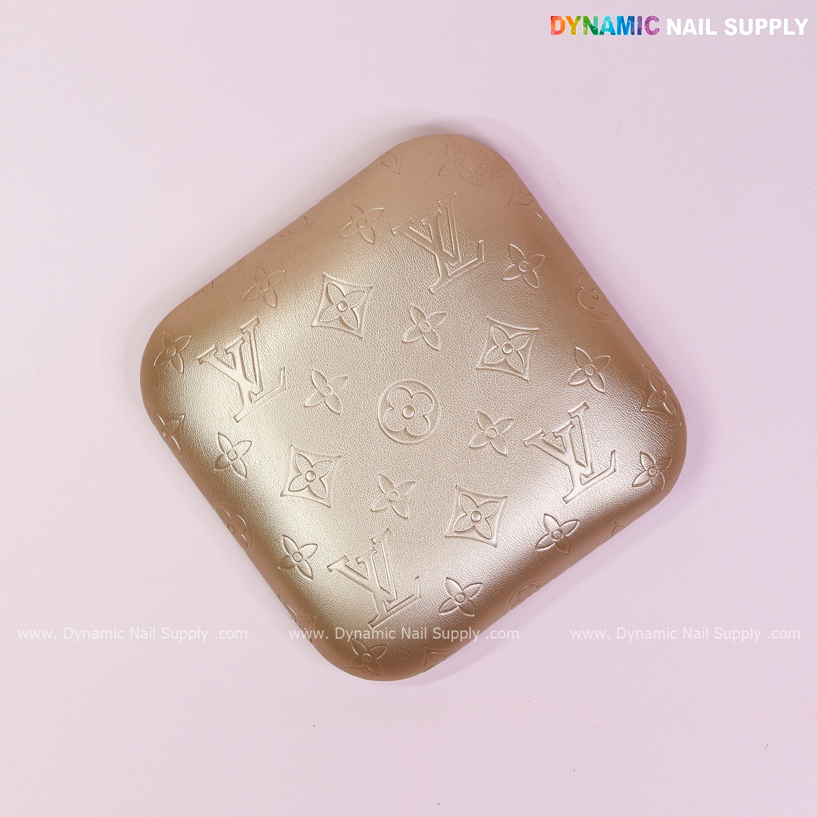 (Metallic Gold LV Engrave) Elbow Rest Pillow for Nail Tech : Soft Pu Leather, Supportive, Built for Long Hours