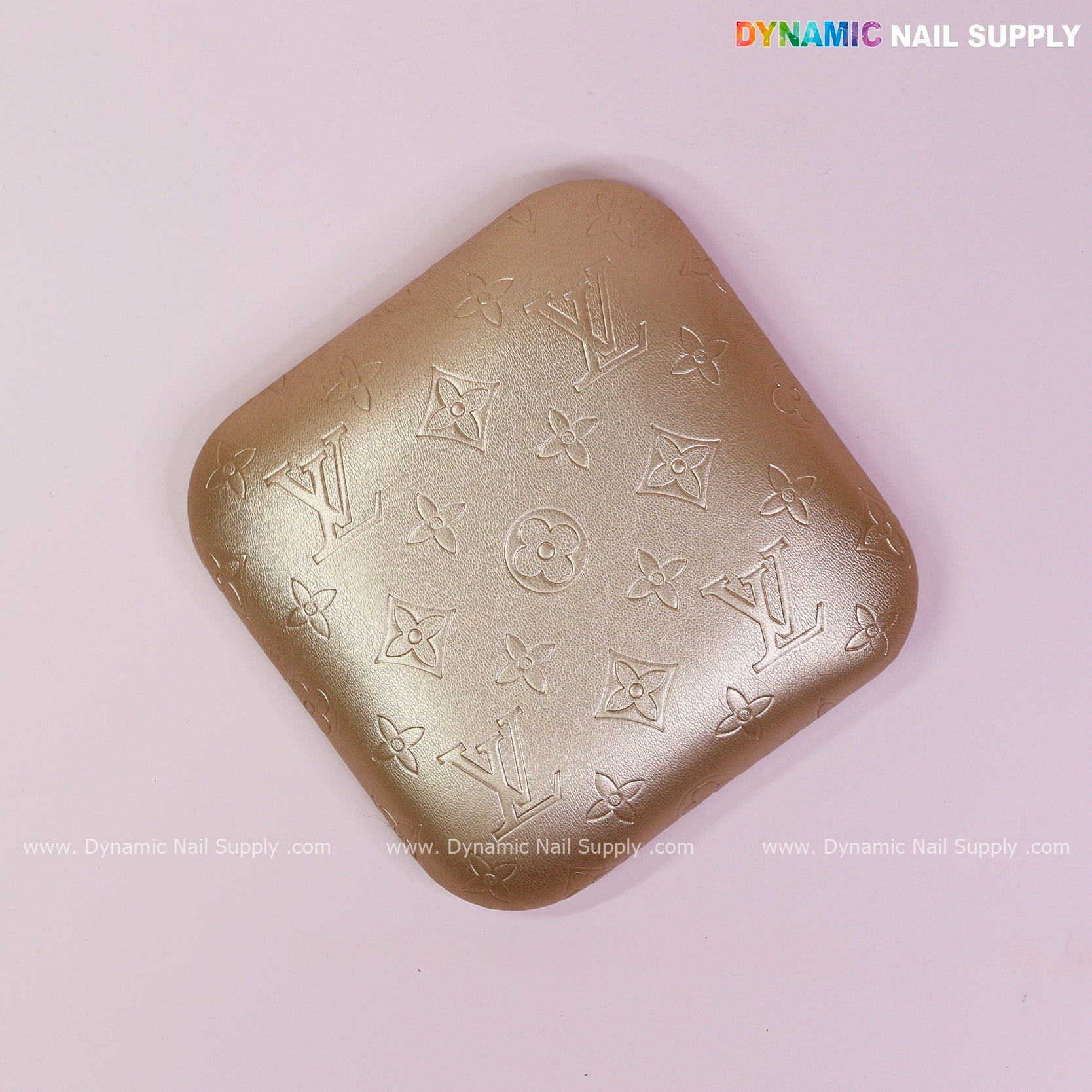 (Metallic Gold LV Engrave) Elbow Rest Pillow for Nail Tech : Soft Pu Leather, Supportive, Built for Long Hours