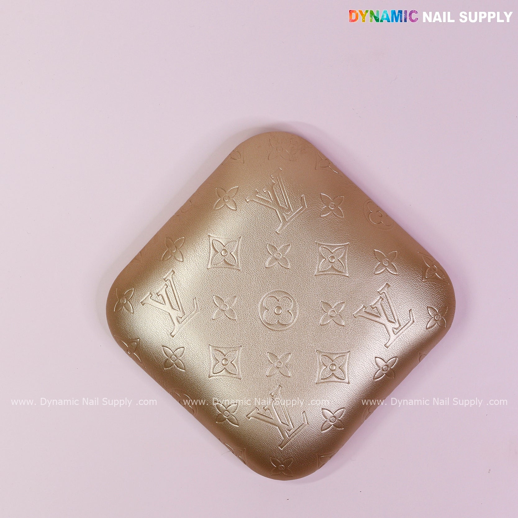 (Metallic Gold LV Engrave) Elbow Rest Pillow for Nail Tech : Soft Pu Leather, Supportive, Built for Long Hours