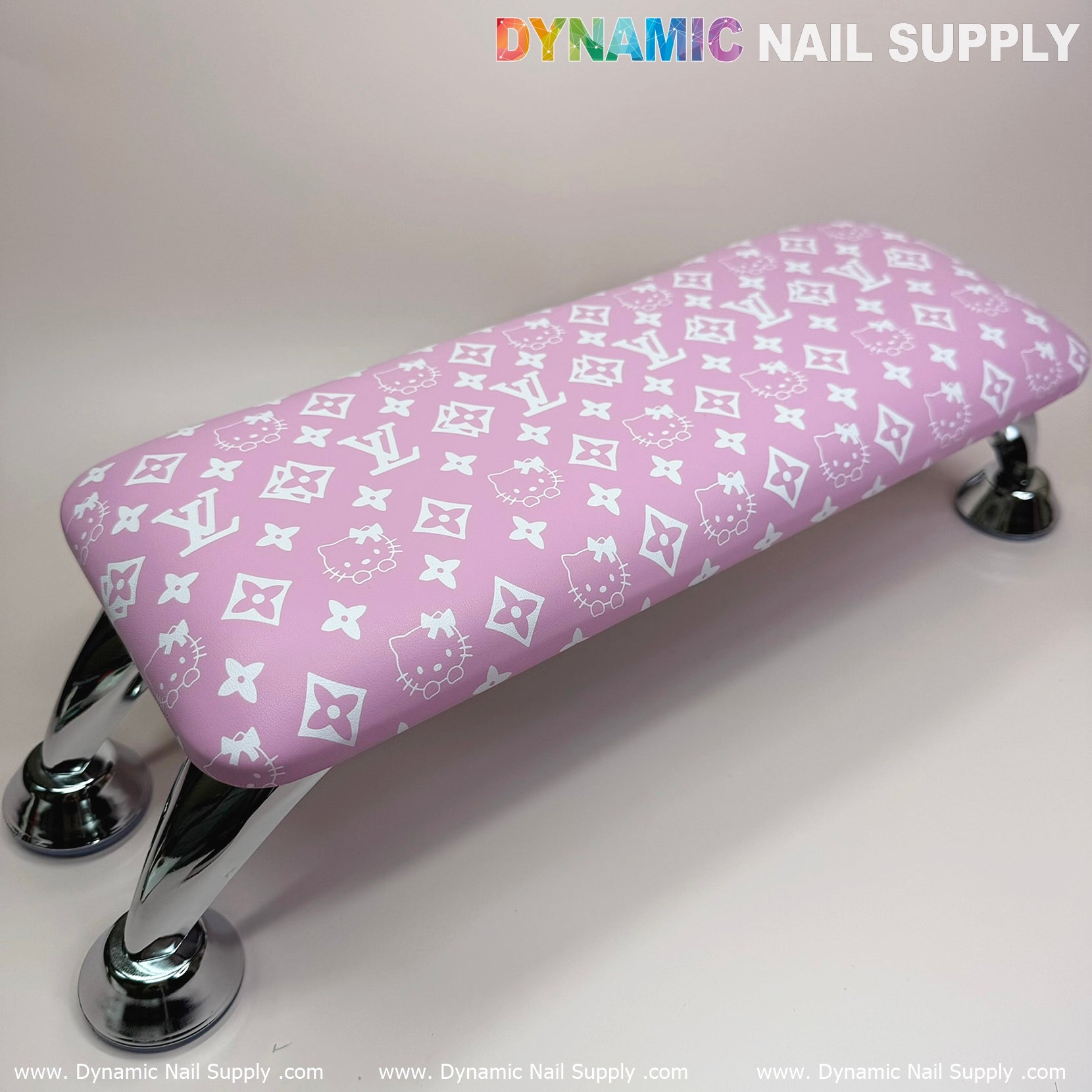 (Pink Hell0 Kitty LV) Nails Pillow ArmRest with Leather Cushion for Manicure Pedicure (Reposabrazos Para Manicura)