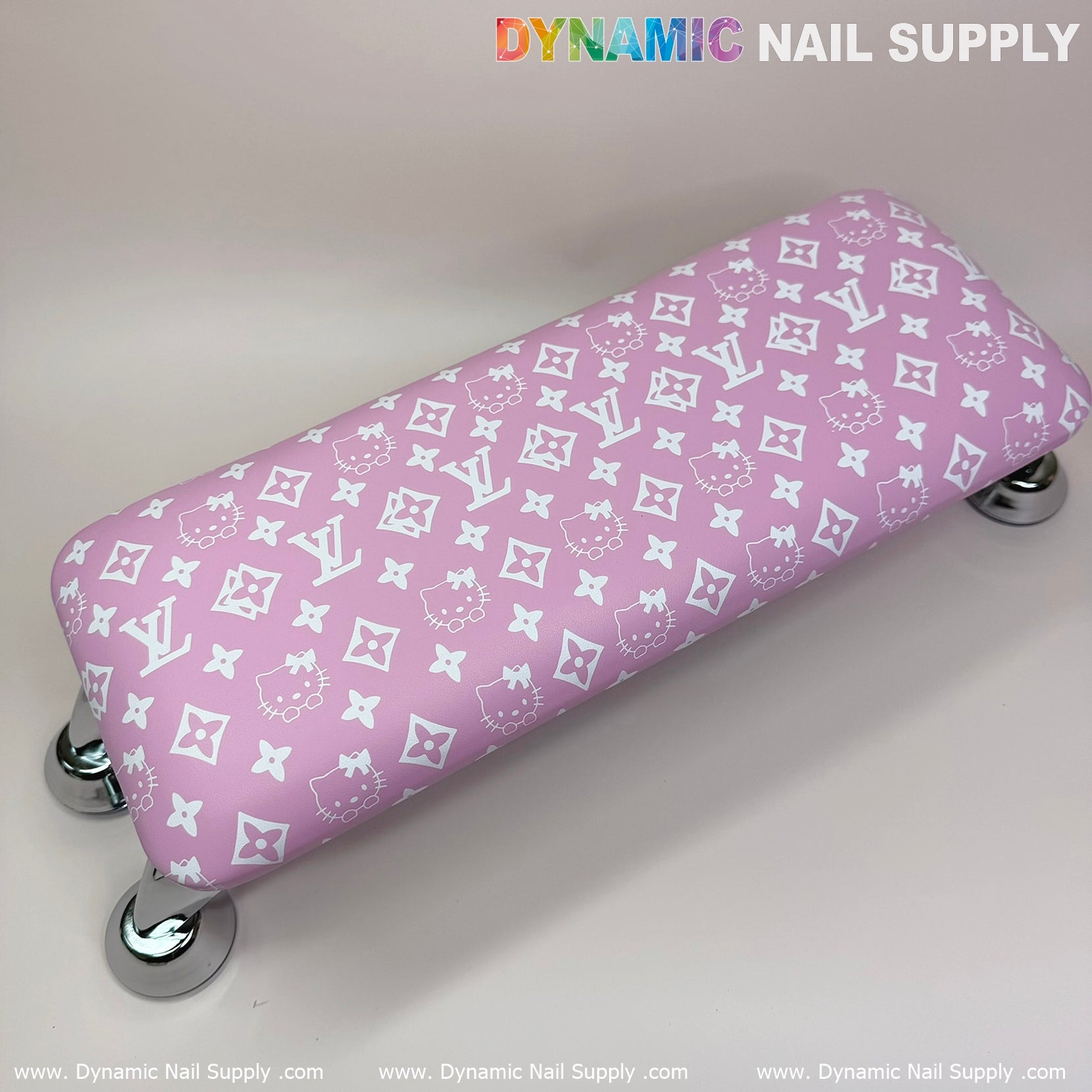 (Pink Hell0 Kitty LV) Nails Pillow ArmRest with Leather Cushion for Manicure Pedicure (Reposabrazos Para Manicura)